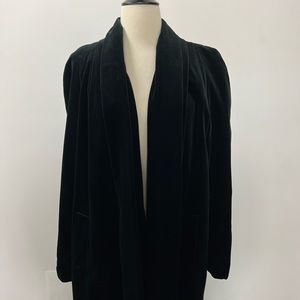 Vintage 1990s Long Velvet Opera Coat w/ Structured Shoulders
